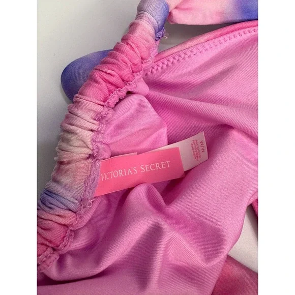 Victorias Secret Bikini Set Pink Tie Dye Tube Top Padded Strap Size Medium - Picture 6 of 11